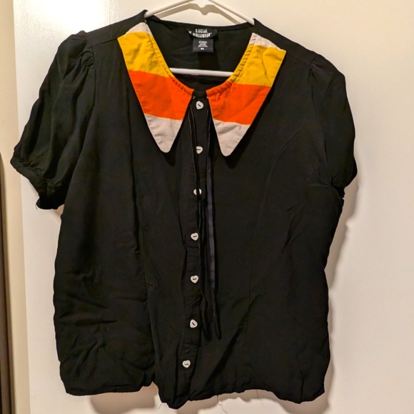 Hot Topic Candy Corn Halloween Blouse - Picture 1 of 2